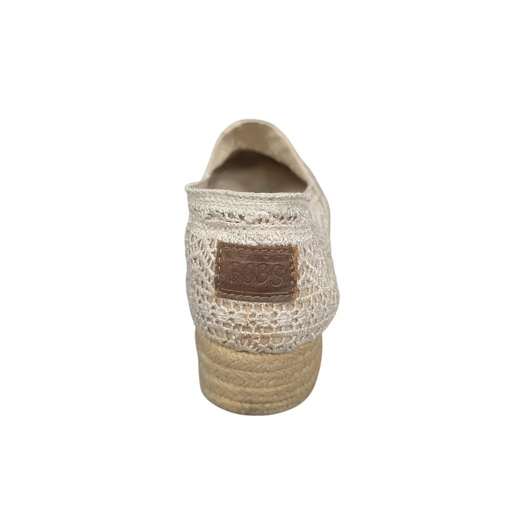 BOBS From Skechers Shoes Womens Size 7.5‎ Beige Crochet Espadrille Wedge Flat